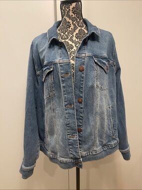 Lane Bryant Medium Blue Denim Jacket with Button Front